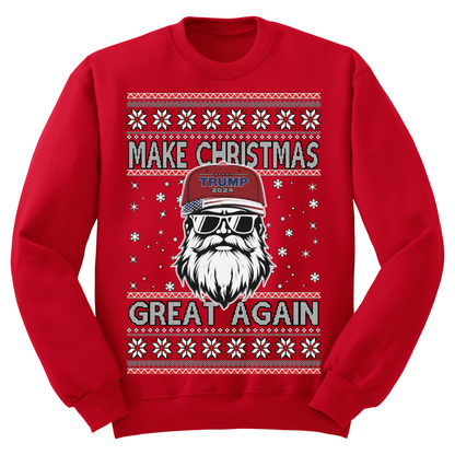Ugly Christmas Sweater Santa MAGA Make Christmas Great Again Trump