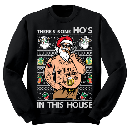 Ugly Christmas Sweater There's Some Ho's In This House Tatted Santa