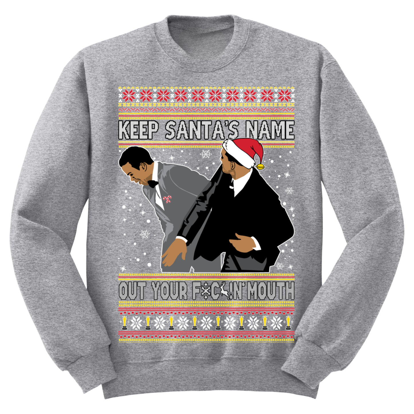 Ugly Christmas Sweater Keep Santa's Name Out Your Mouth Will Smith Slap