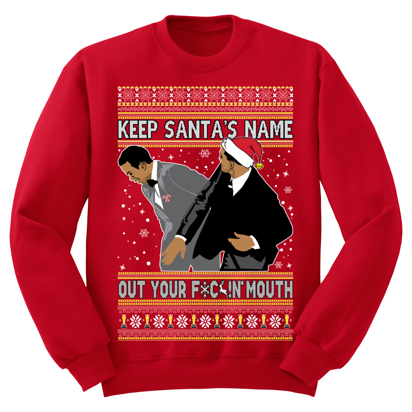 Ugly Christmas Sweater Keep Santa's Name Out Your Mouth Will Smith Slap