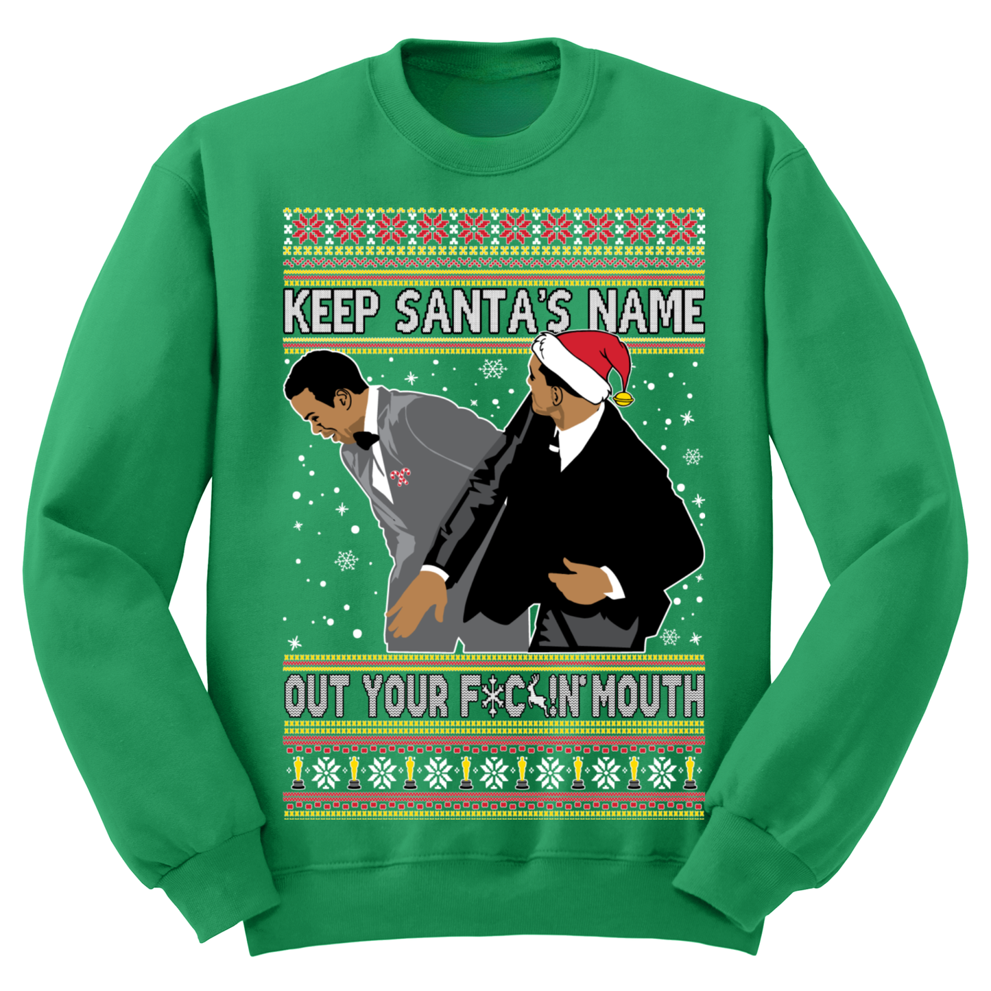 Ugly Christmas Sweater Keep Santa's Name Out Your Mouth Will Smith Slap