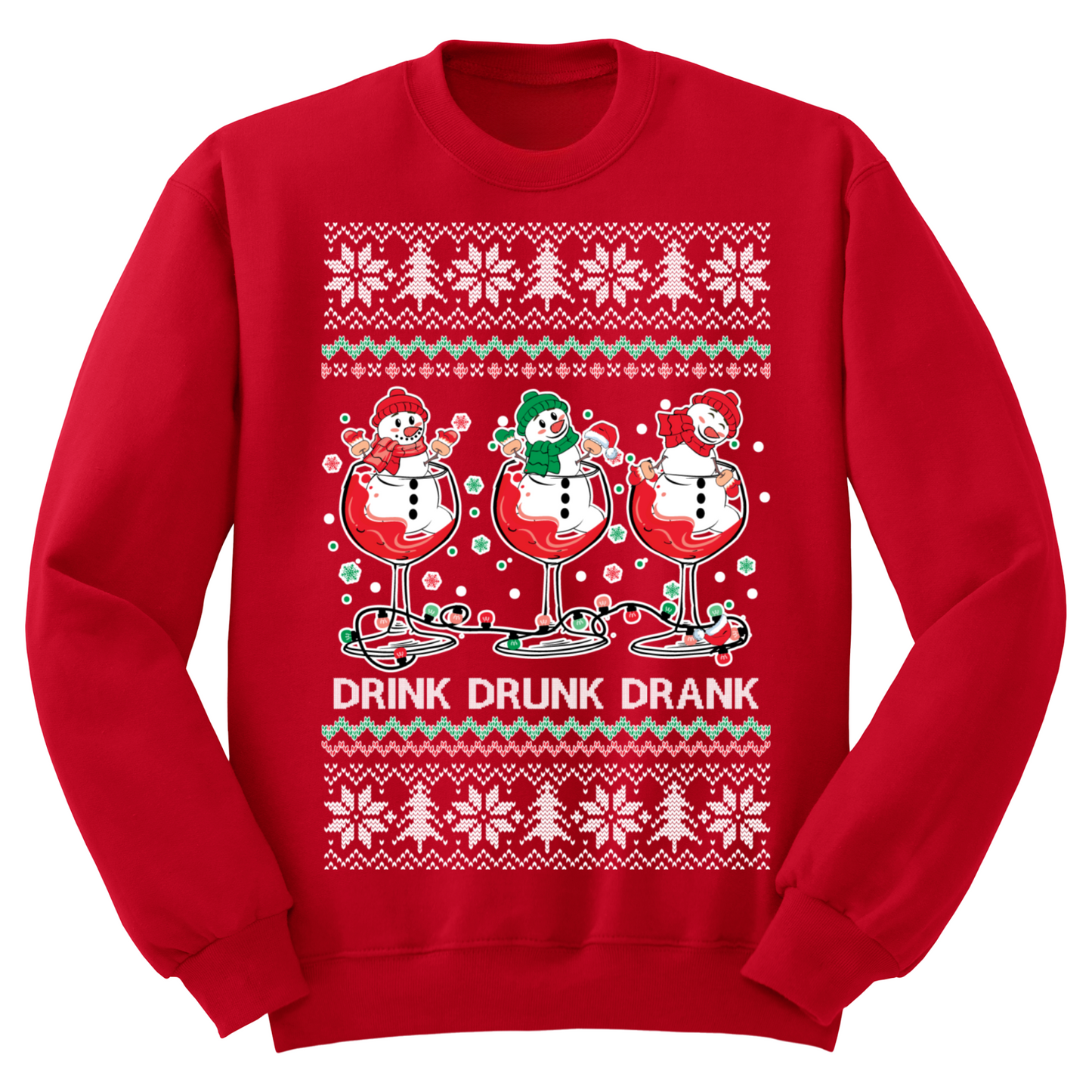 Ugly Christmas Sweater Drink Drank Drunk Snowman