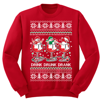 Ugly Christmas Sweater Drink Drank Drunk Snowman
