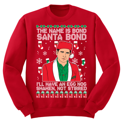 Ugly Christmas Sweater Santa Bond Egg Nog Shaken Not Stirred