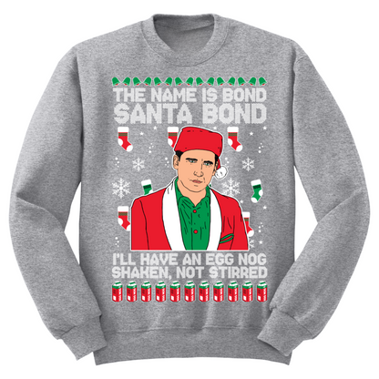 Ugly Christmas Sweater Santa Bond Egg Nog Shaken Not Stirred