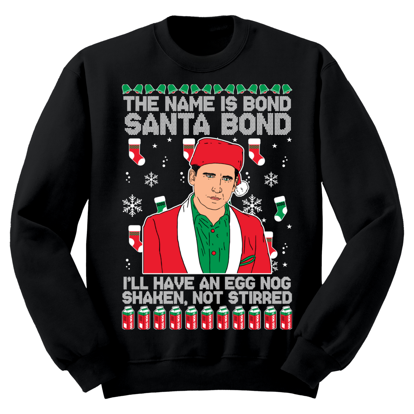 Ugly Christmas Sweater Santa Bond Egg Nog Shaken Not Stirred