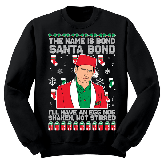 Ugly Christmas Sweater Santa Bond Egg Nog Shaken Not Stirred