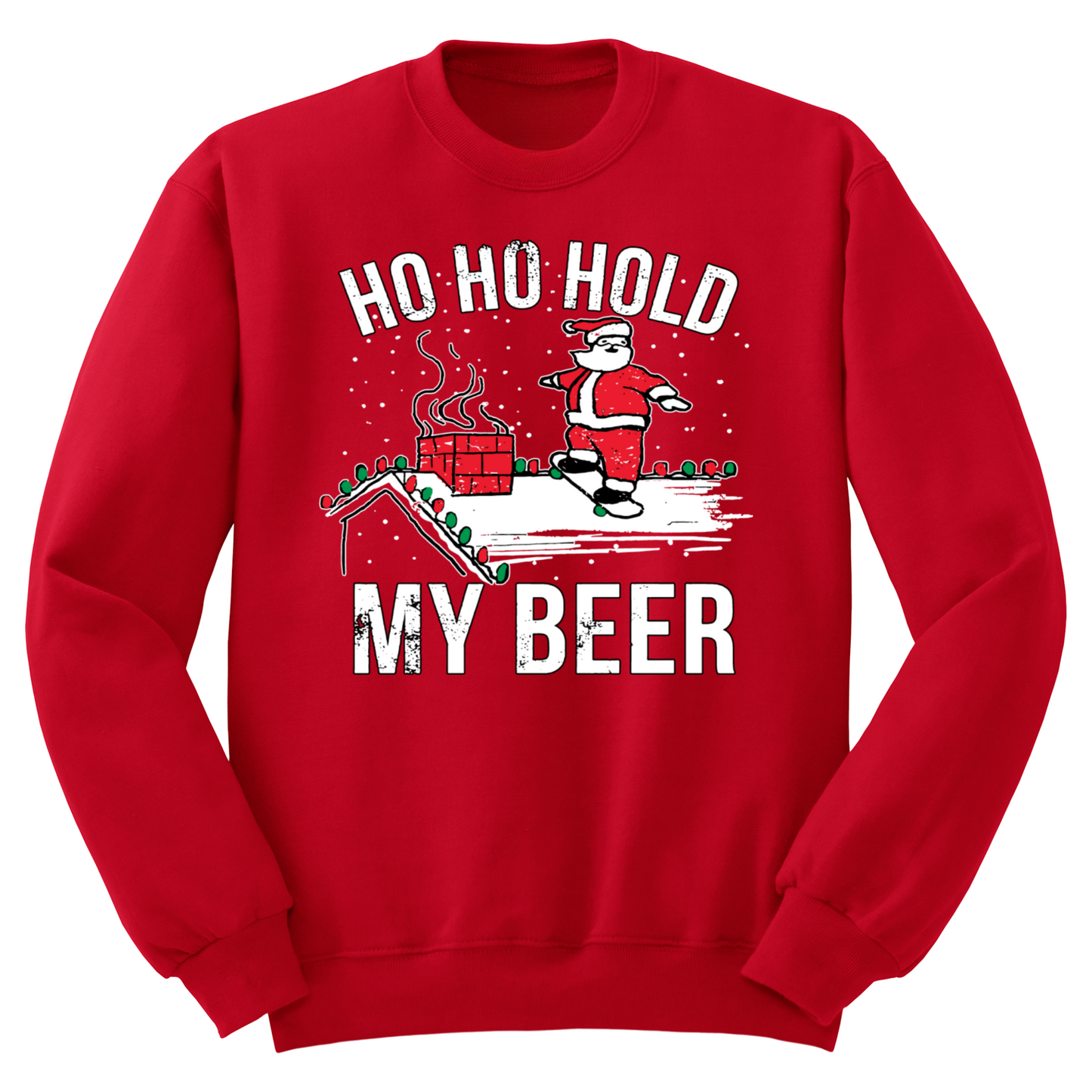 Ugly Christmas Sweater Santa Ho Ho Hold My Beer