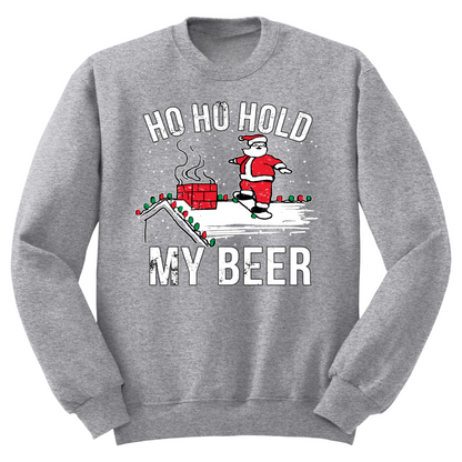 Ugly Christmas Sweater Santa Ho Ho Hold My Beer