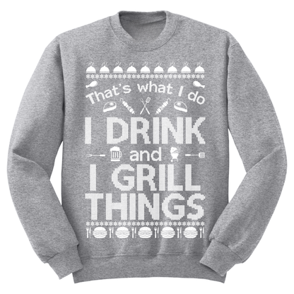 Ugly Christmas Sweater I Drink And I Grill Things