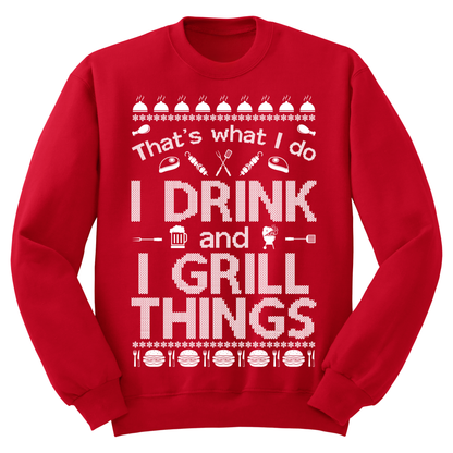 Ugly Christmas Sweater I Drink And I Grill Things