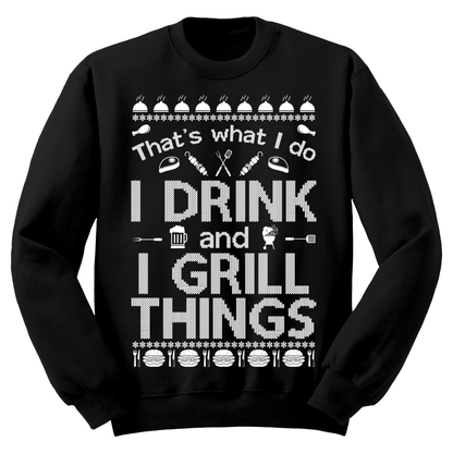 Ugly Christmas Sweater I Drink And I Grill Things
