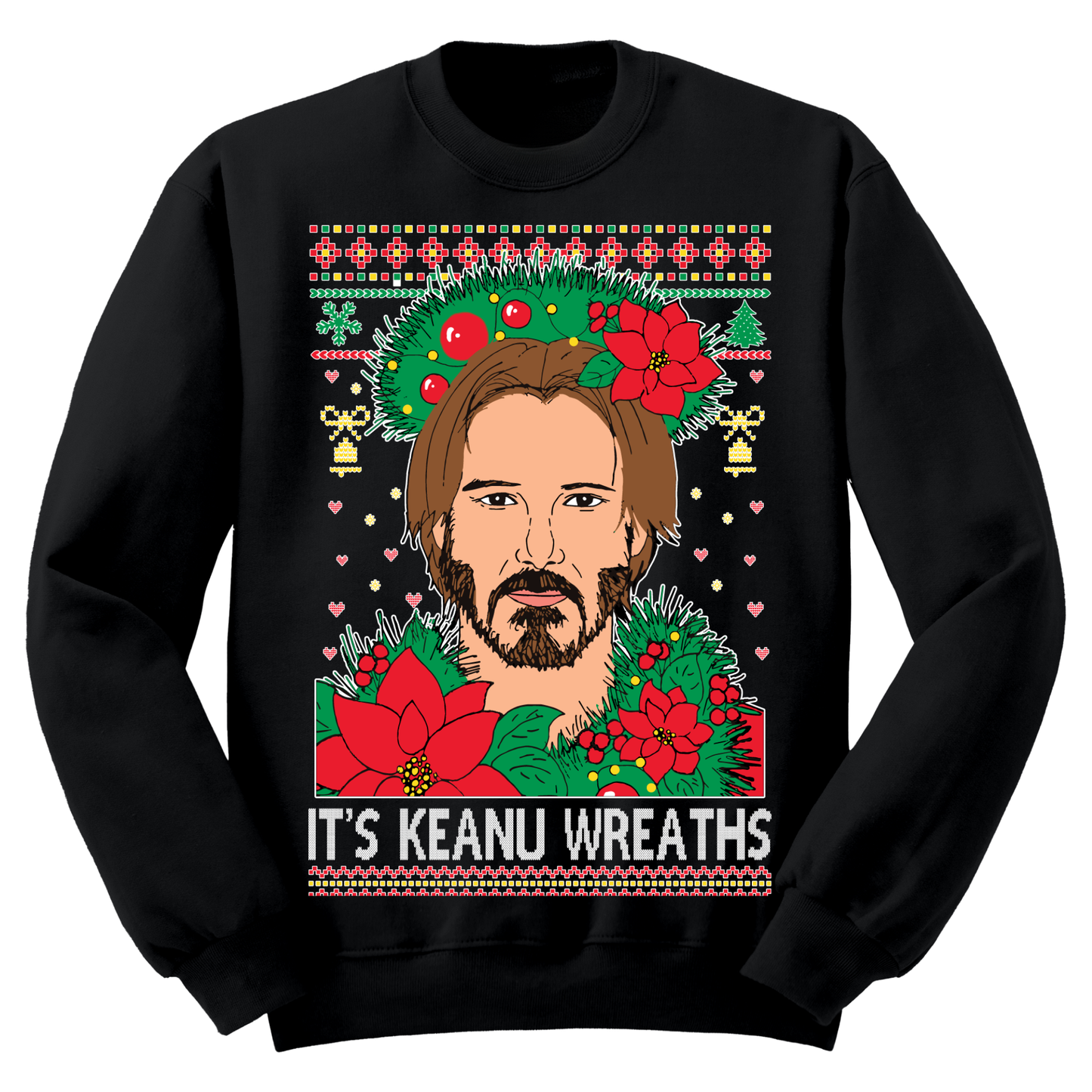 Ugly Christmas Sweater Keanu Wreaths