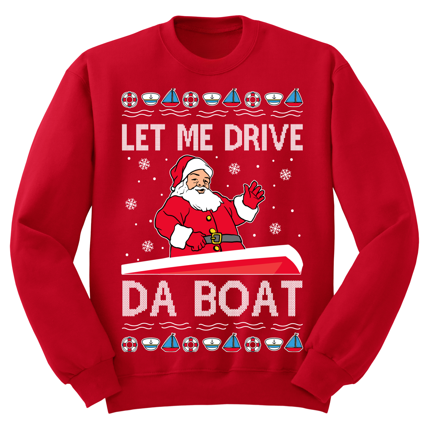 Ugly Christmas Sweater Sant Drive Da Boat
