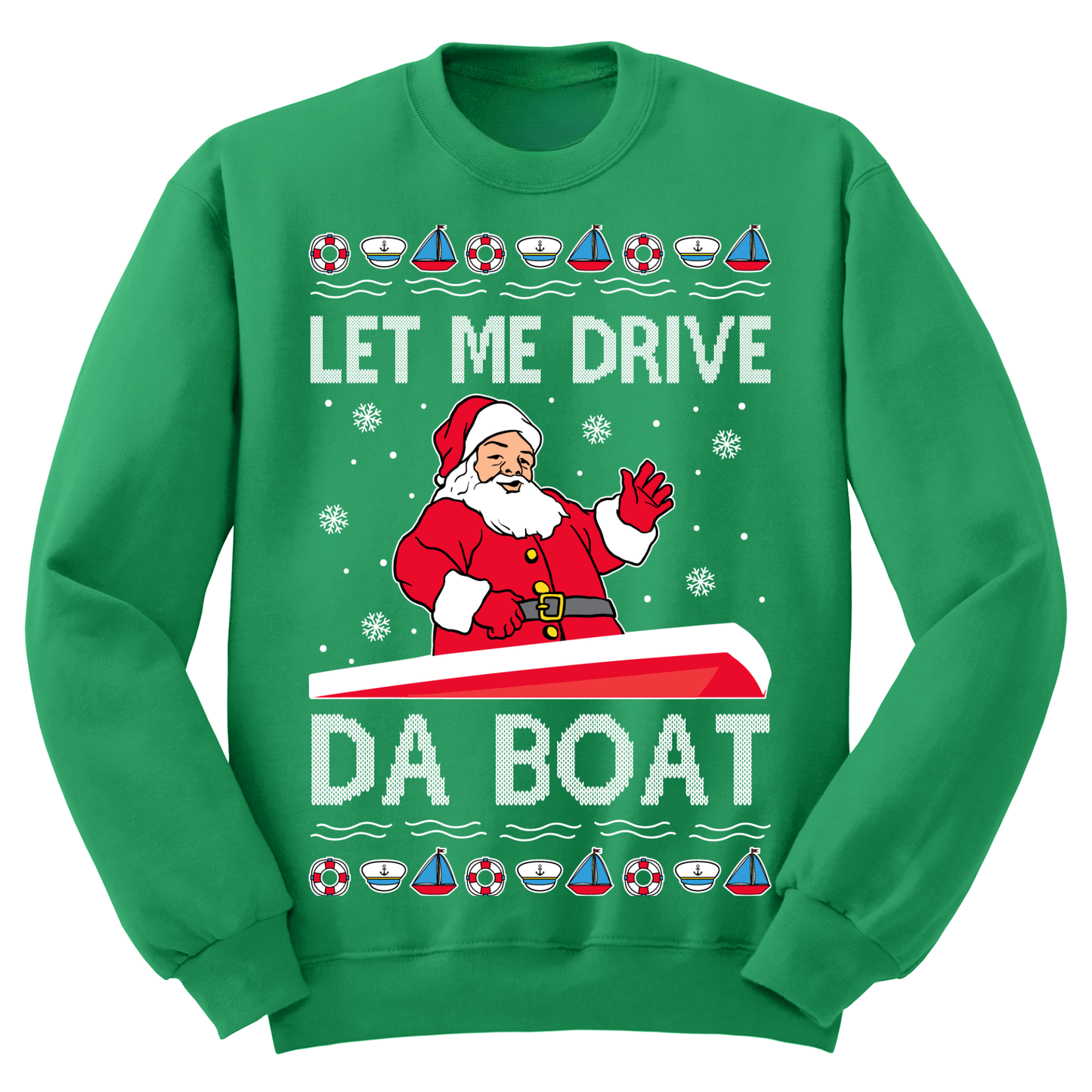 Ugly Christmas Sweater Sant Drive Da Boat