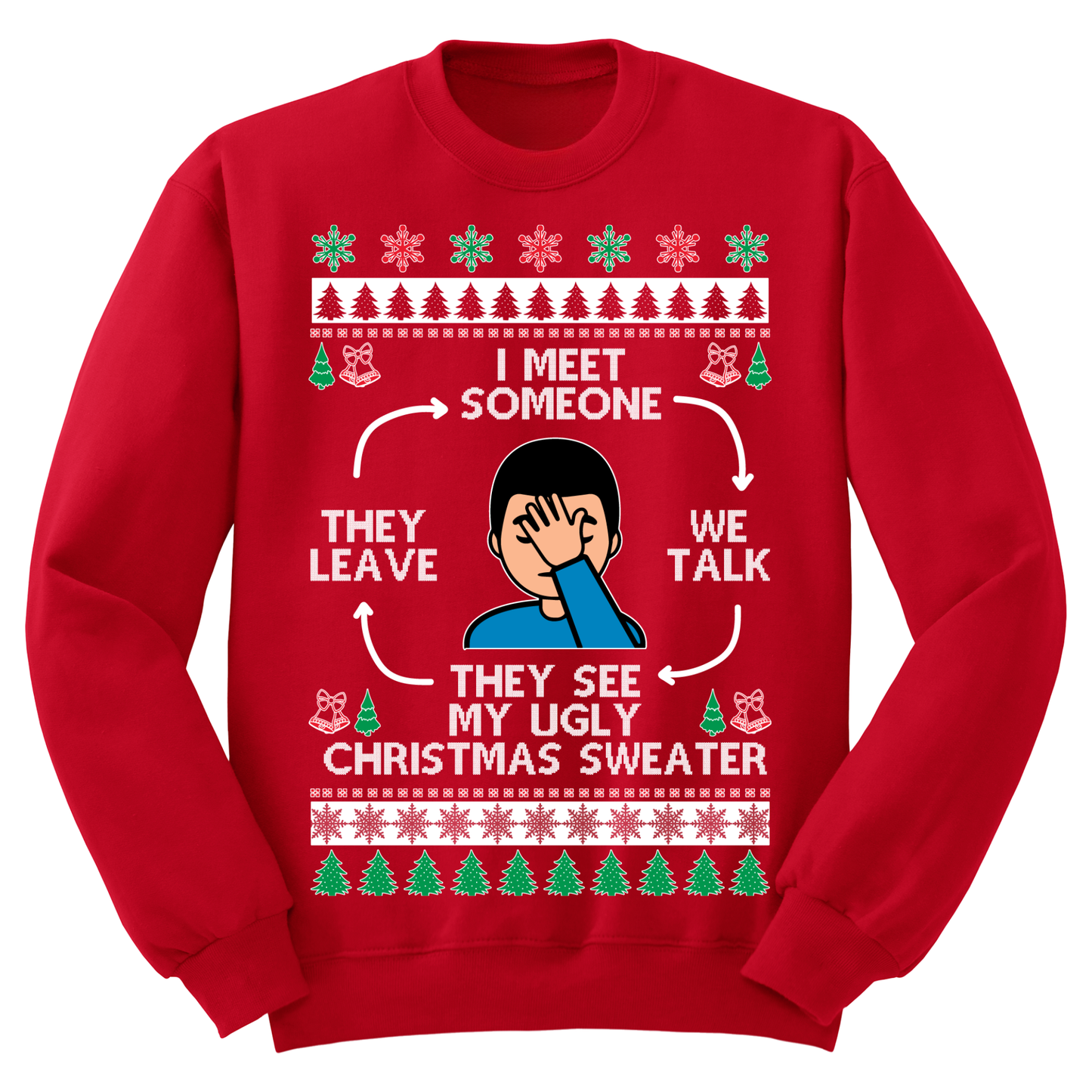 Ugly Christmas Sweater I Meet Someone They Leave