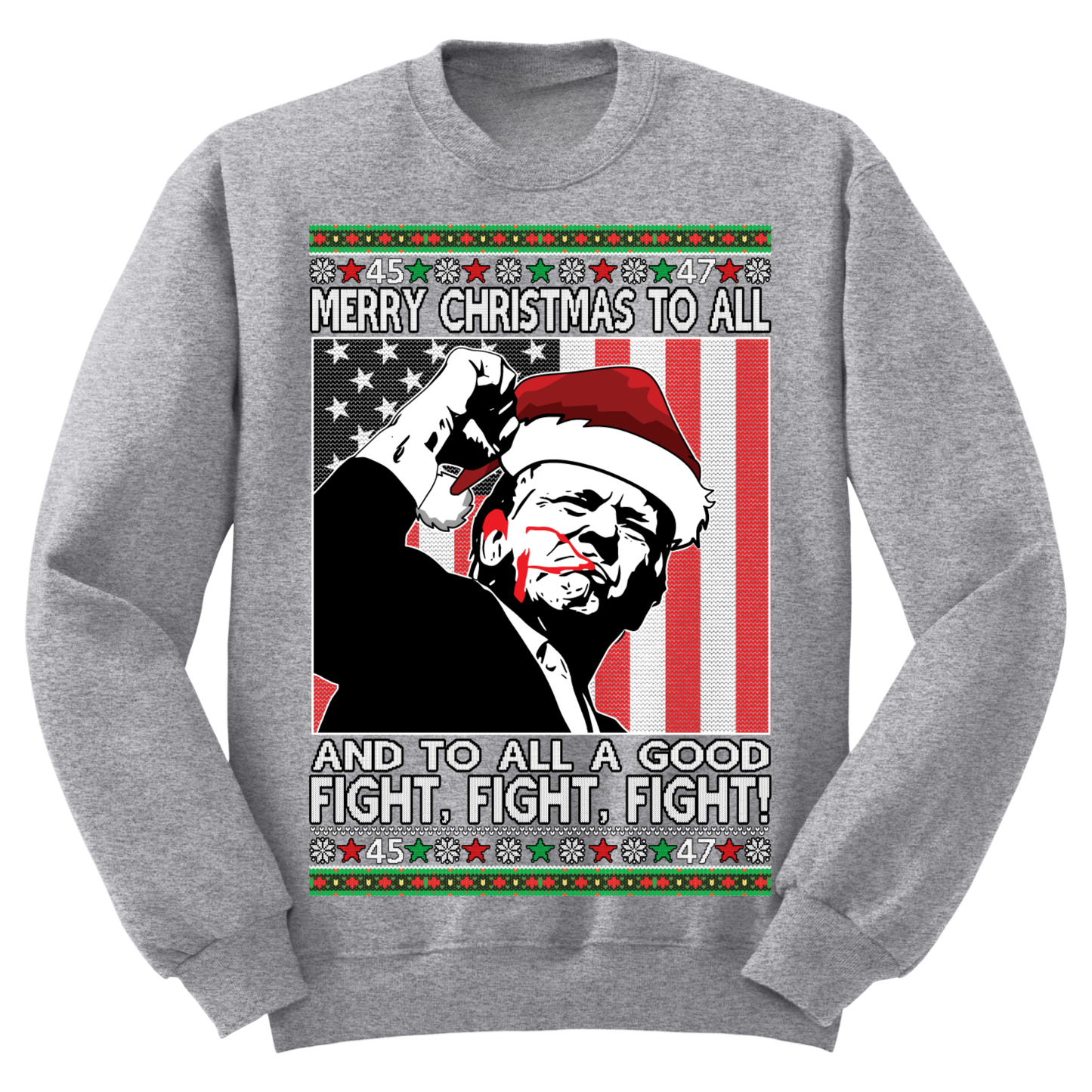 Ugly Christmas Sweater Trump Maga Fight
