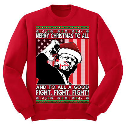 Ugly Christmas Sweater Trump Maga Fight