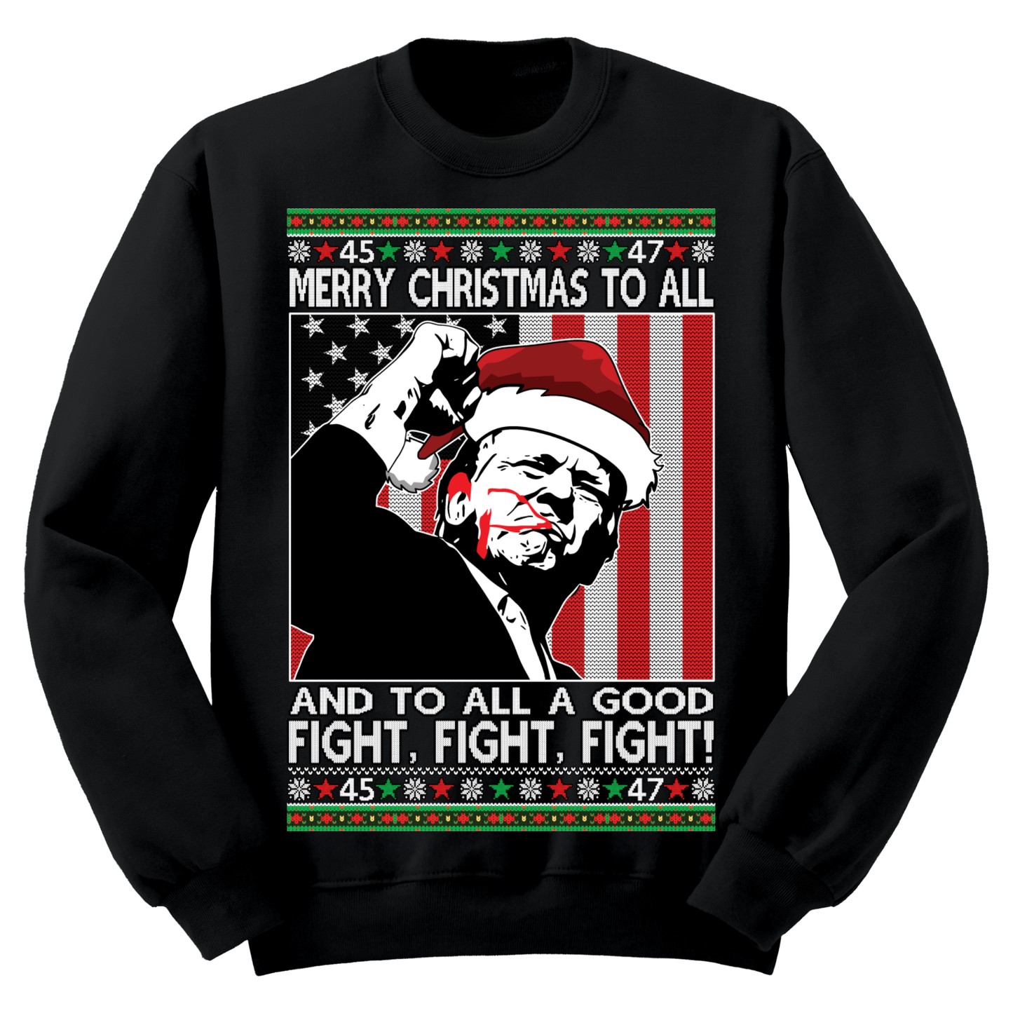 Ugly Christmas Sweater Trump Maga Fight