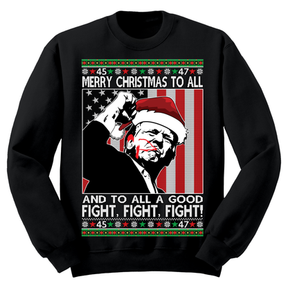 Ugly Christmas Sweater Trump Maga Fight