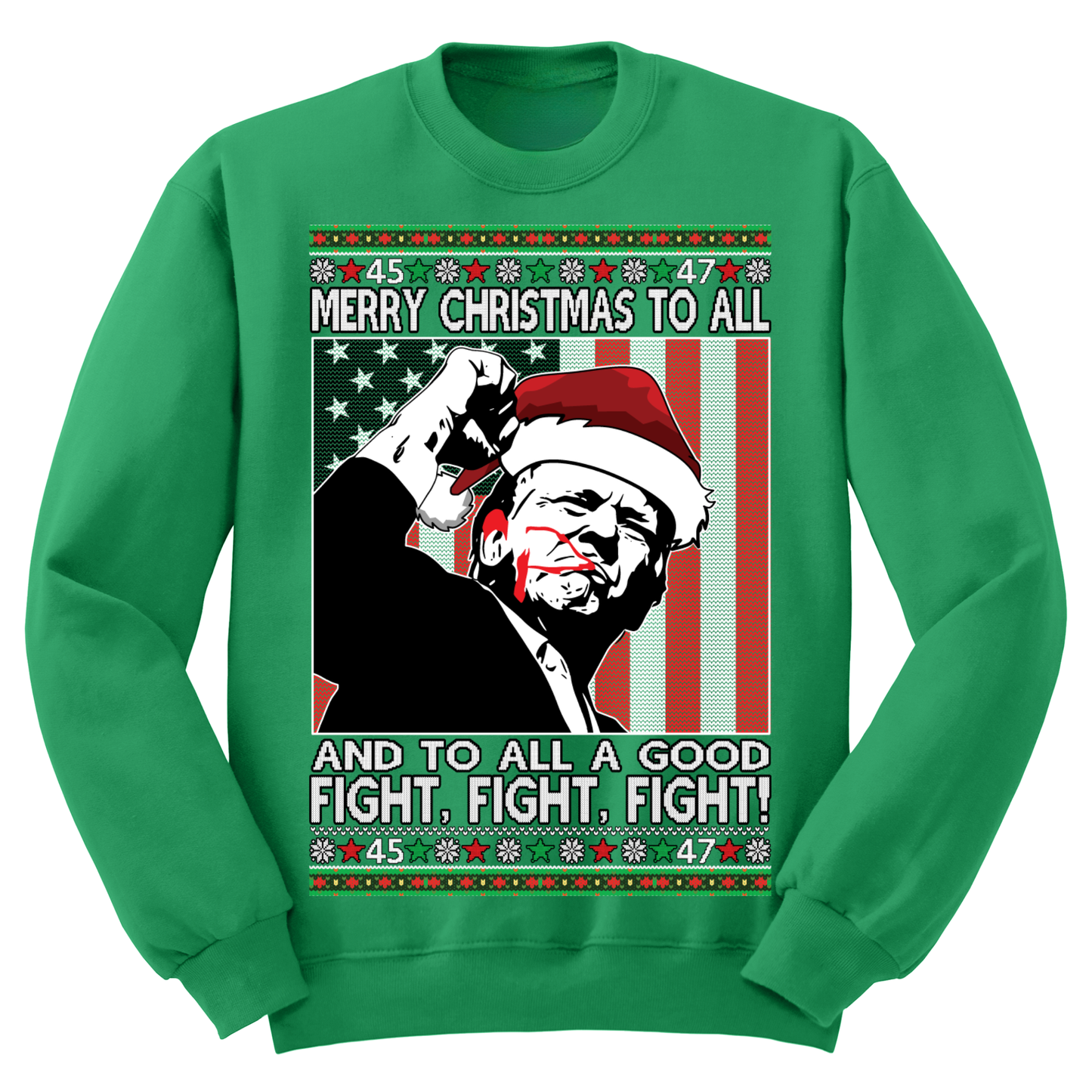 Ugly Christmas Sweater Trump Maga Fight