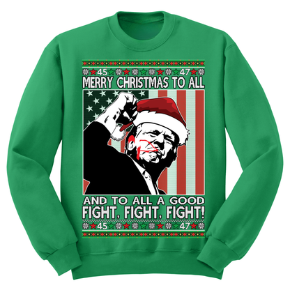 Ugly Christmas Sweater Trump Maga Fight