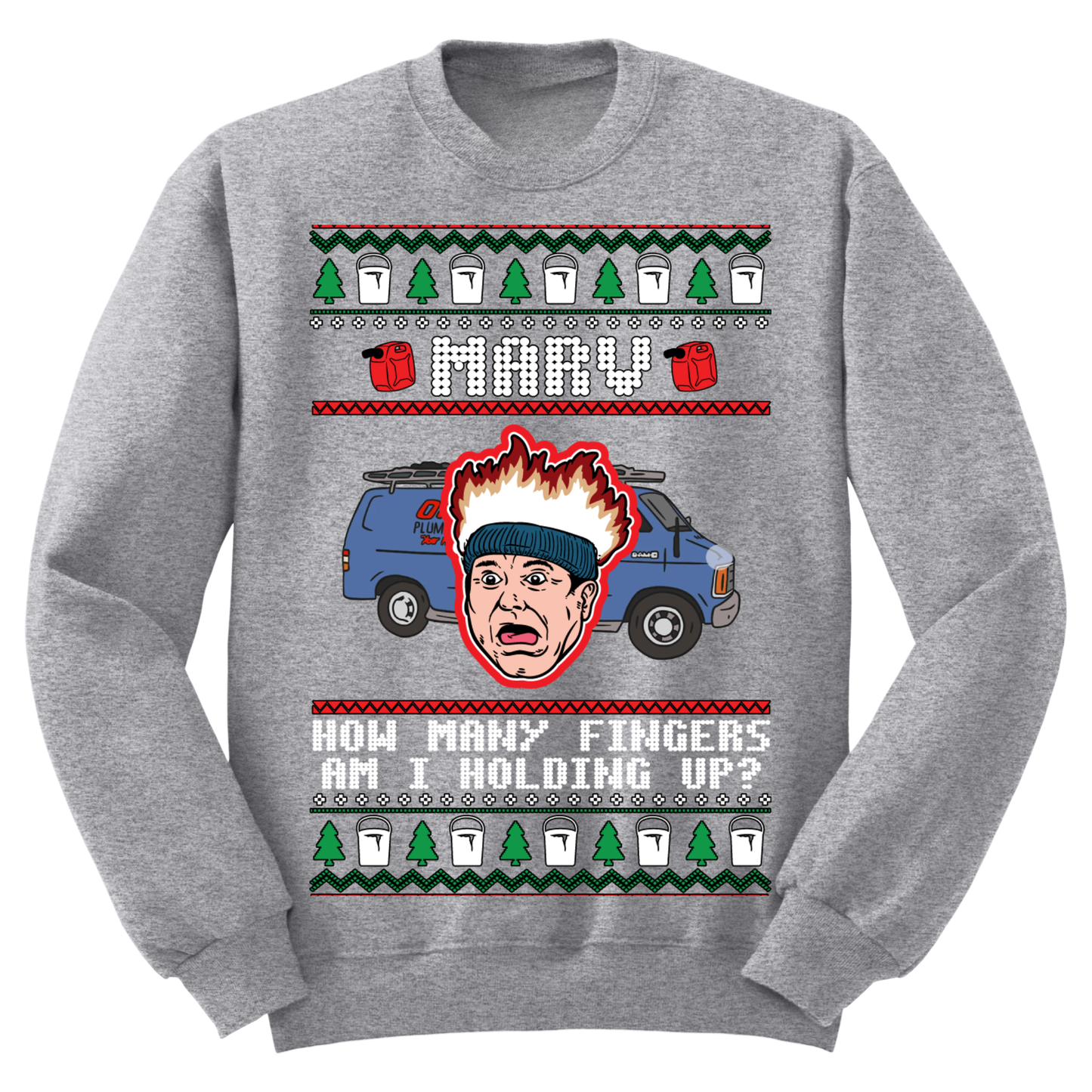 Ugly Christmas Sweater How Many Fingers Marv