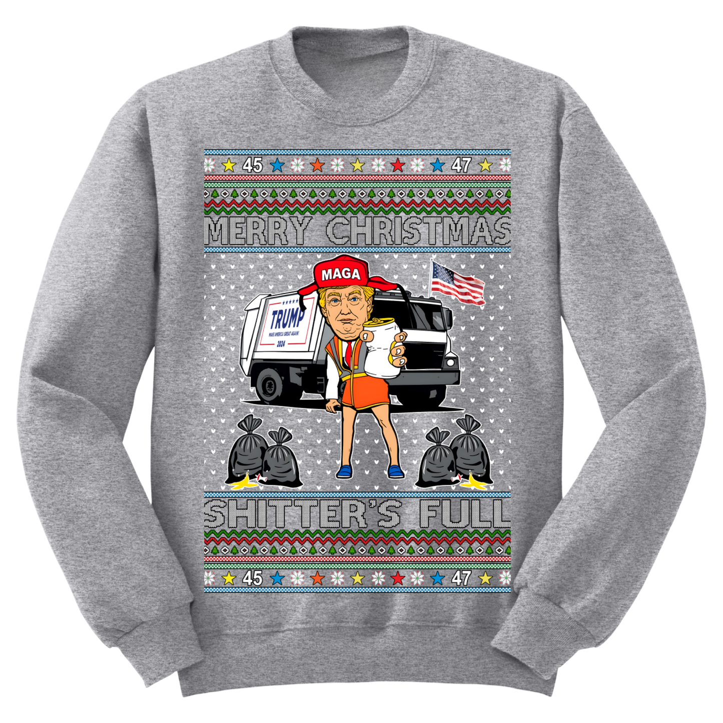 Ugly Christmas Sweater Trump Maga Shitters Full