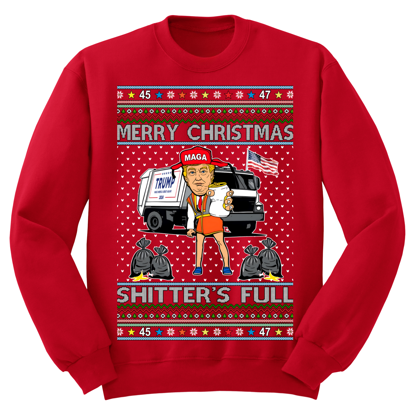 Ugly Christmas Sweater Trump Maga Shitters Full