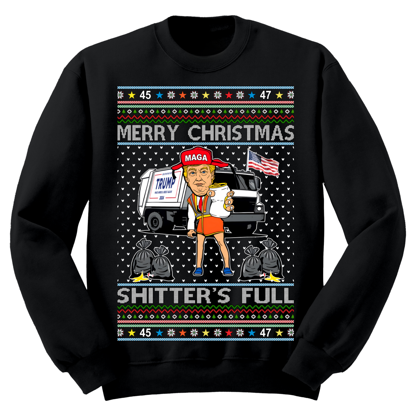 Ugly Christmas Sweater Trump Maga Shitters Full