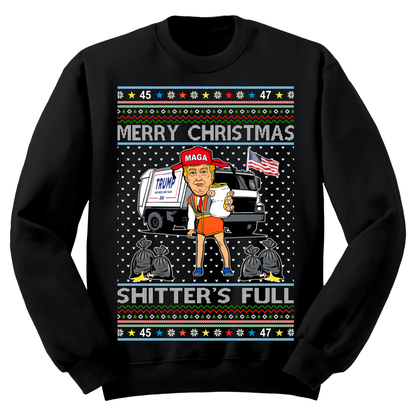 Ugly Christmas Sweater Trump Maga Shitters Full