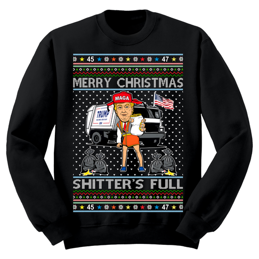 Ugly Christmas Sweater Trump Maga Shitters Full