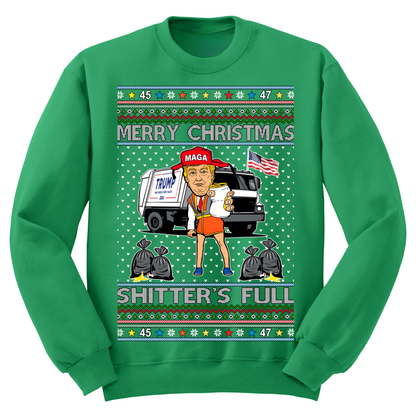 Ugly Christmas Sweater Trump Maga Shitters Full