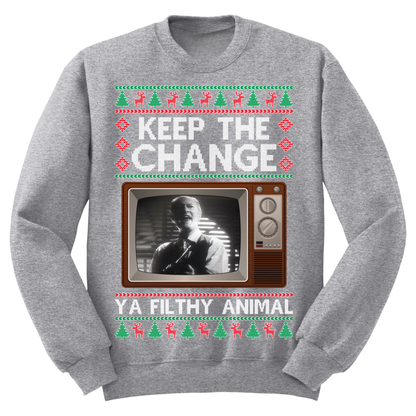 Ugly Christmas Sweater Keep The Change Filthy Animal Home Alone