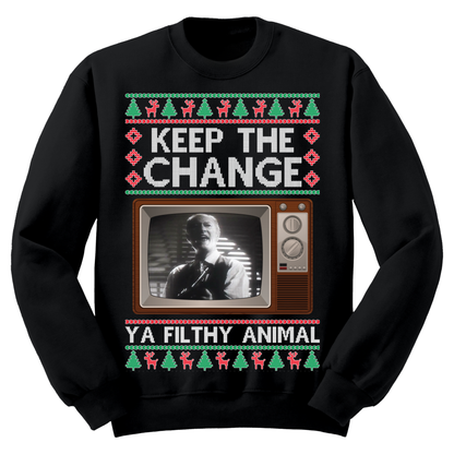 Ugly Christmas Sweater Keep The Change Filthy Animal Home Alone