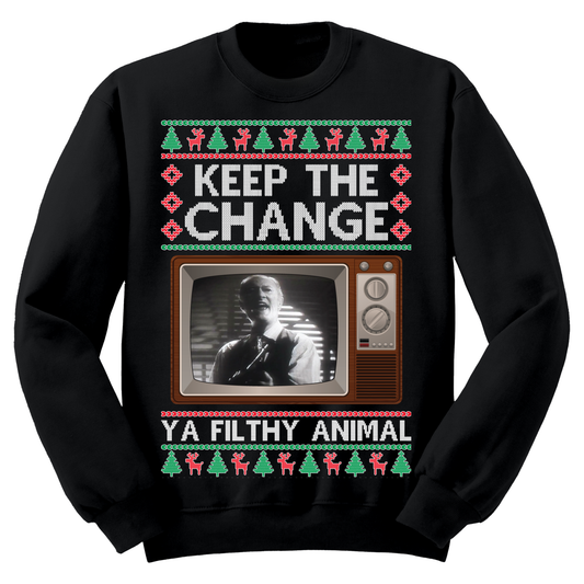 Ugly Christmas Sweater Keep The Change Filthy Animal Home Alone