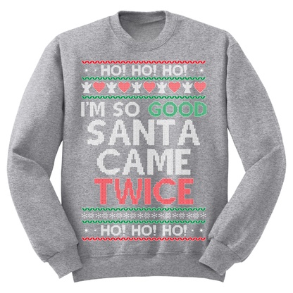 Ugly Christmas Sweater Santa Came Twice