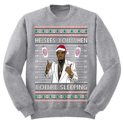 Ugly Christmas Sweater Diddy Sees You When You're Sleeping