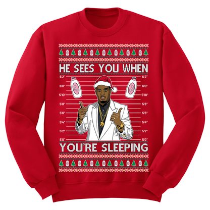 Ugly Christmas Sweater Diddy Sees You When You're Sleeping