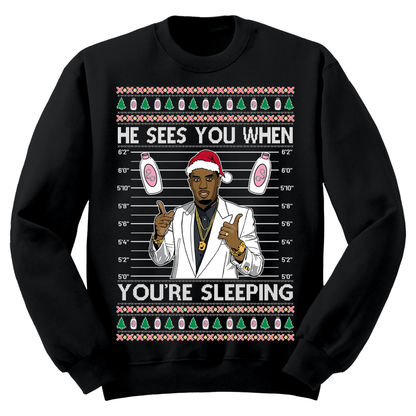 Ugly Christmas Sweater Diddy Sees You When You're Sleeping