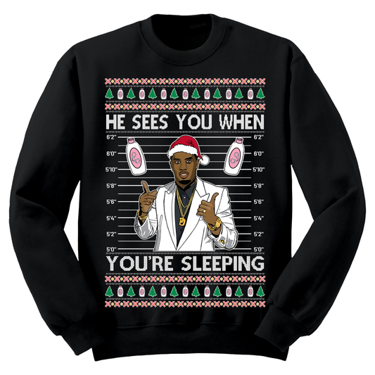 Ugly Christmas Sweater Diddy Sees You When You're Sleeping