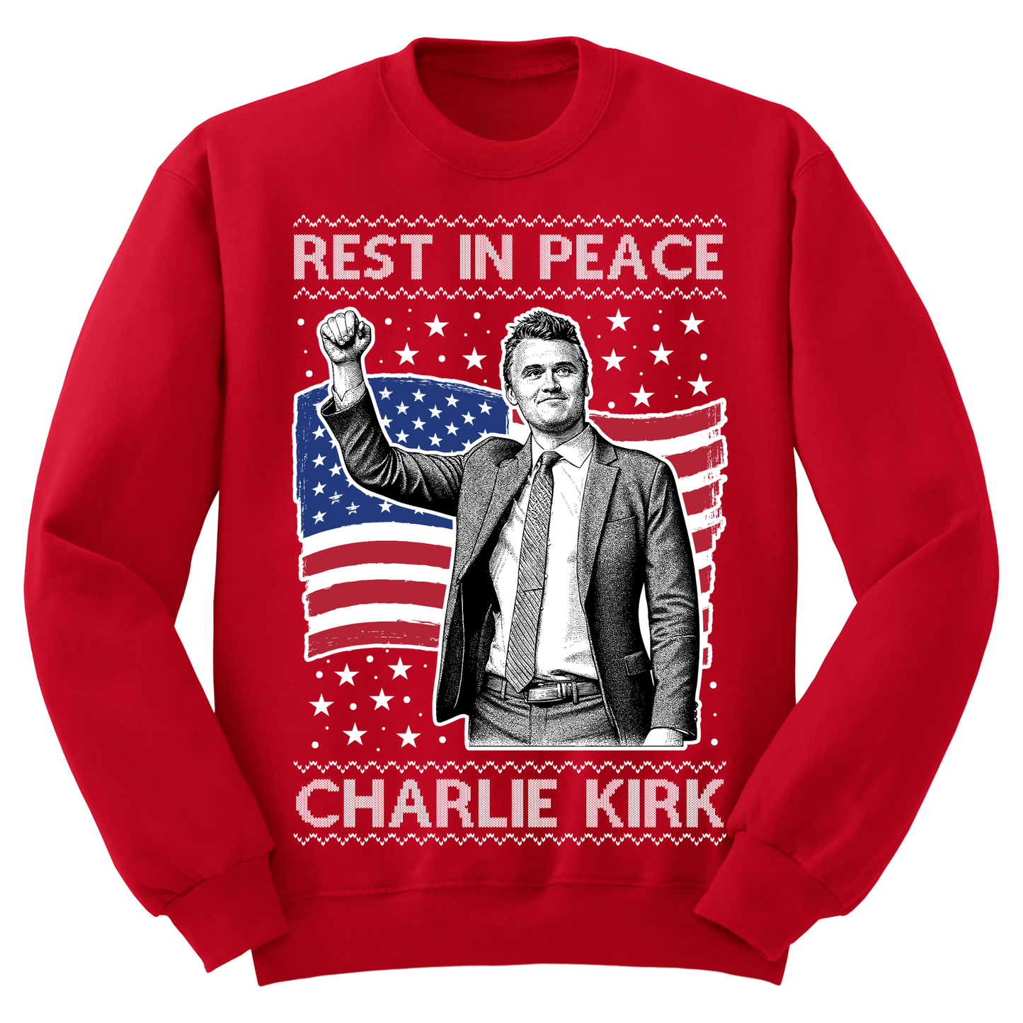 Ugly Christmas Sweater Charlie Kirk Rest In Peace Freedom