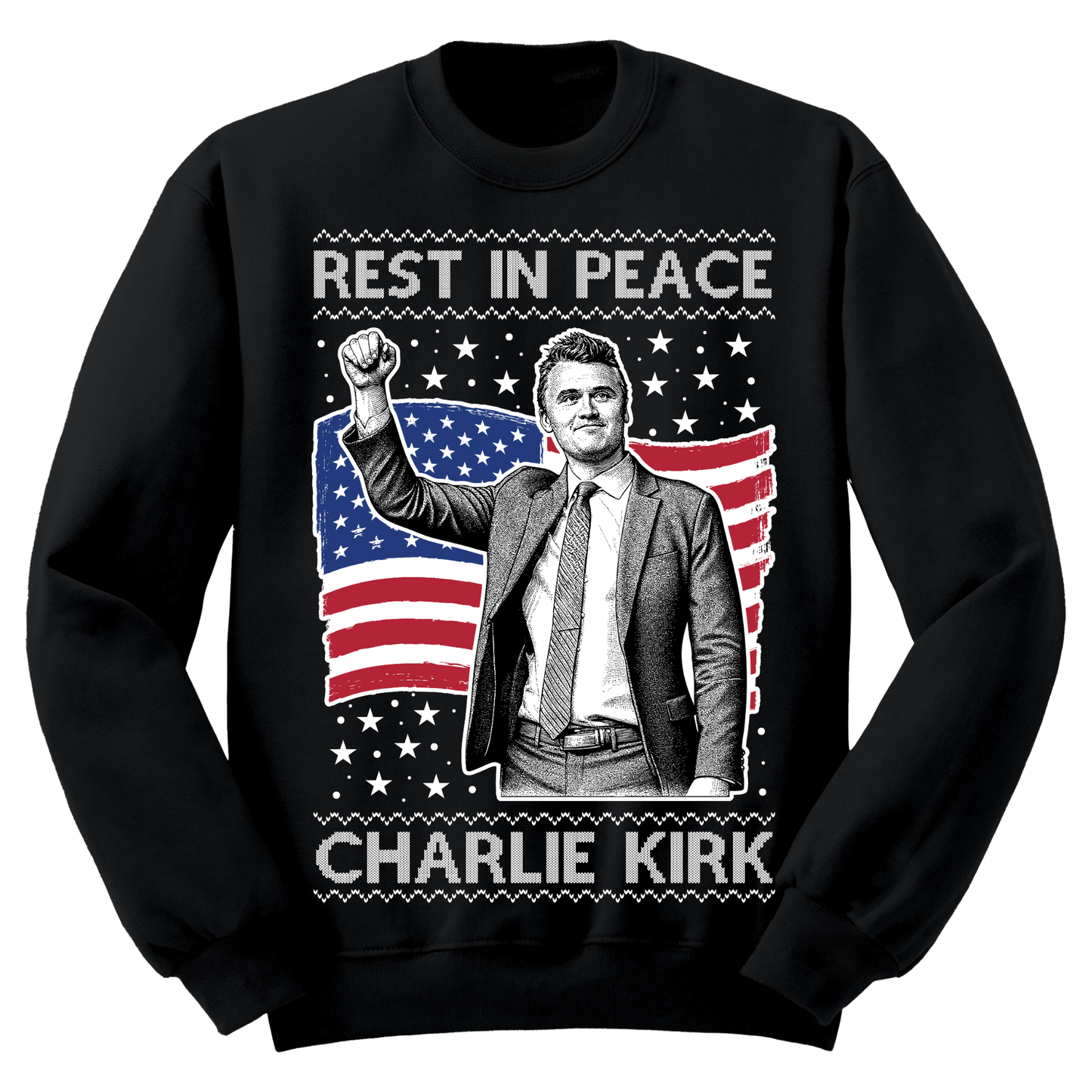 Ugly Christmas Sweater Charlie Kirk Rest In Peace Freedom