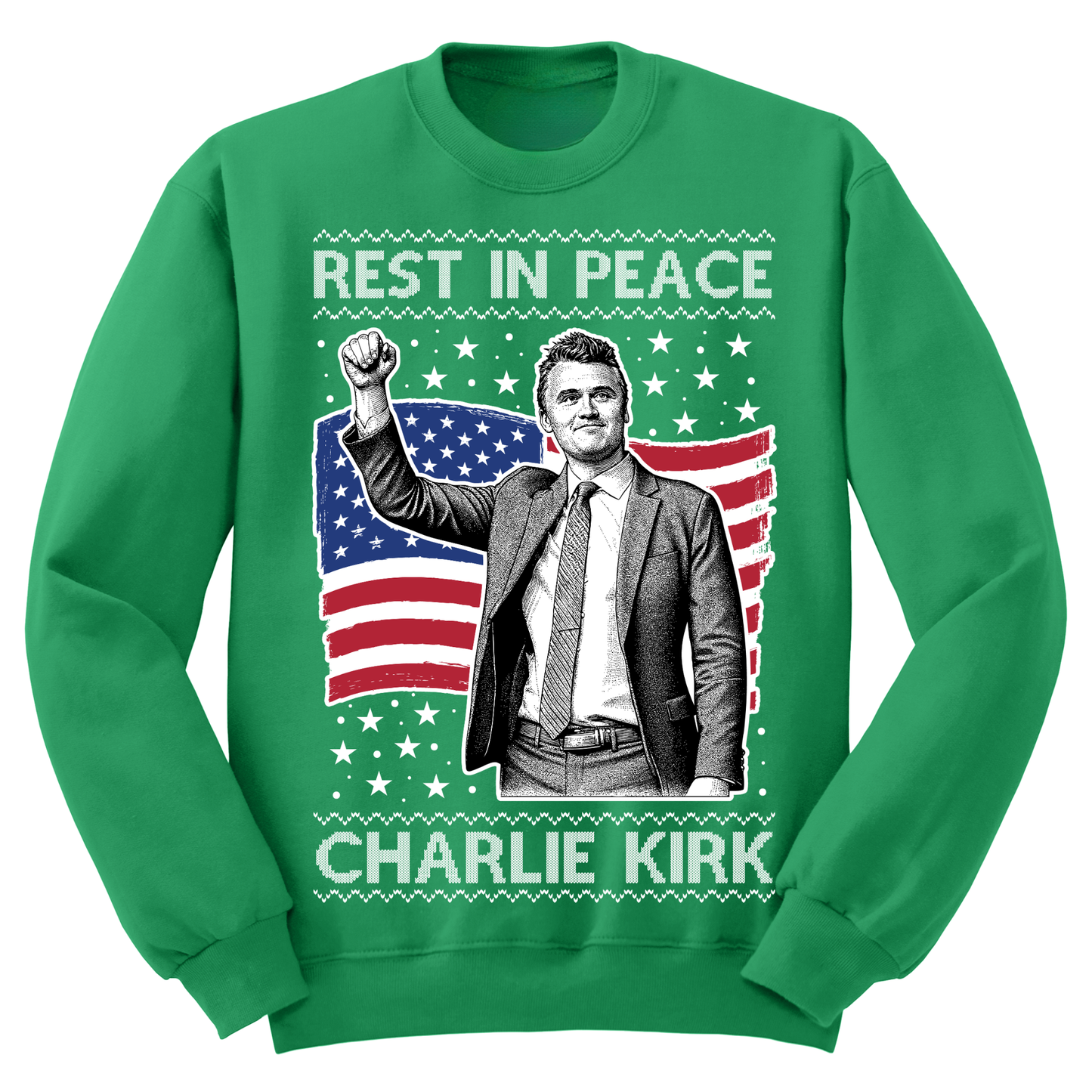 Ugly Christmas Sweater Charlie Kirk Rest In Peace Freedom