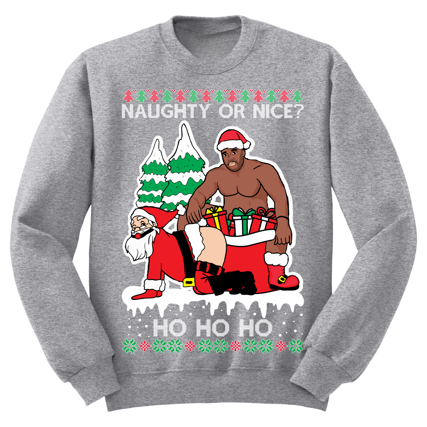 Ugly Christmas Sweater Naughty Santa Barry Woods