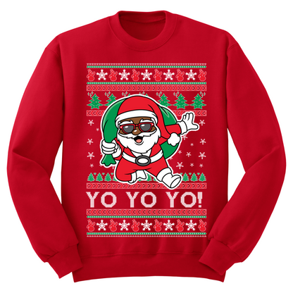 Ugly Christmas Sweater Yo Yo Yo Hiphop Santa