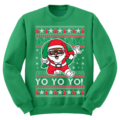 Ugly Christmas Sweater Yo Yo Yo Hiphop Santa