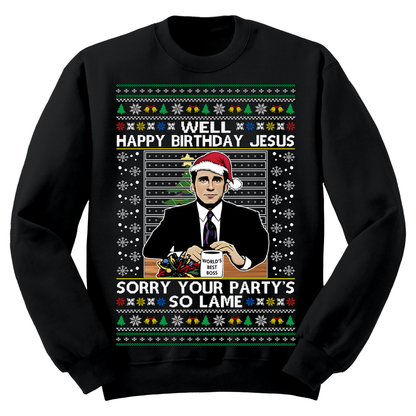 Ugly Christmas Sweater Happy Birthday Jesus Lame Party