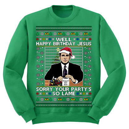 Ugly Christmas Sweater Happy Birthday Jesus Lame Party